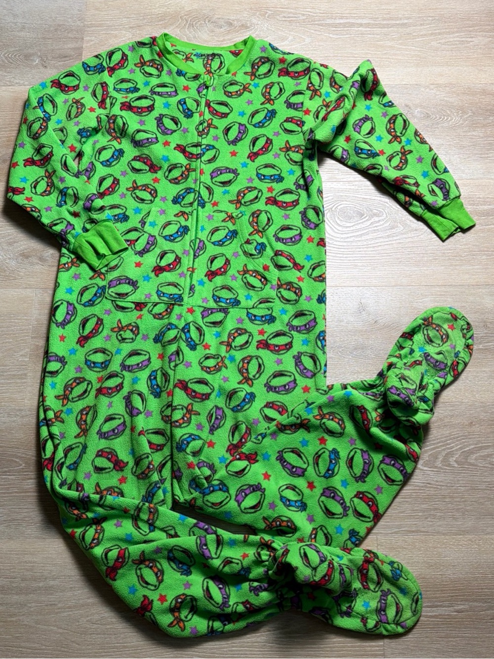 Nickelodeon Teenage Mutant Ninja Turtles Long Footie Pajamas Onesie Zip Up PJs S